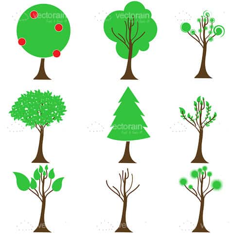 Minimalist 9 Pack of Tree Icons